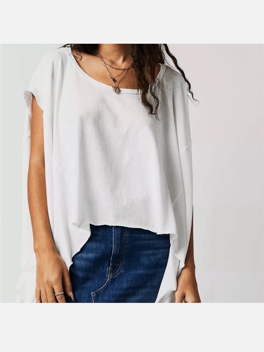 *SOLD* We The Free White Asymmetrical Top Size Medium
